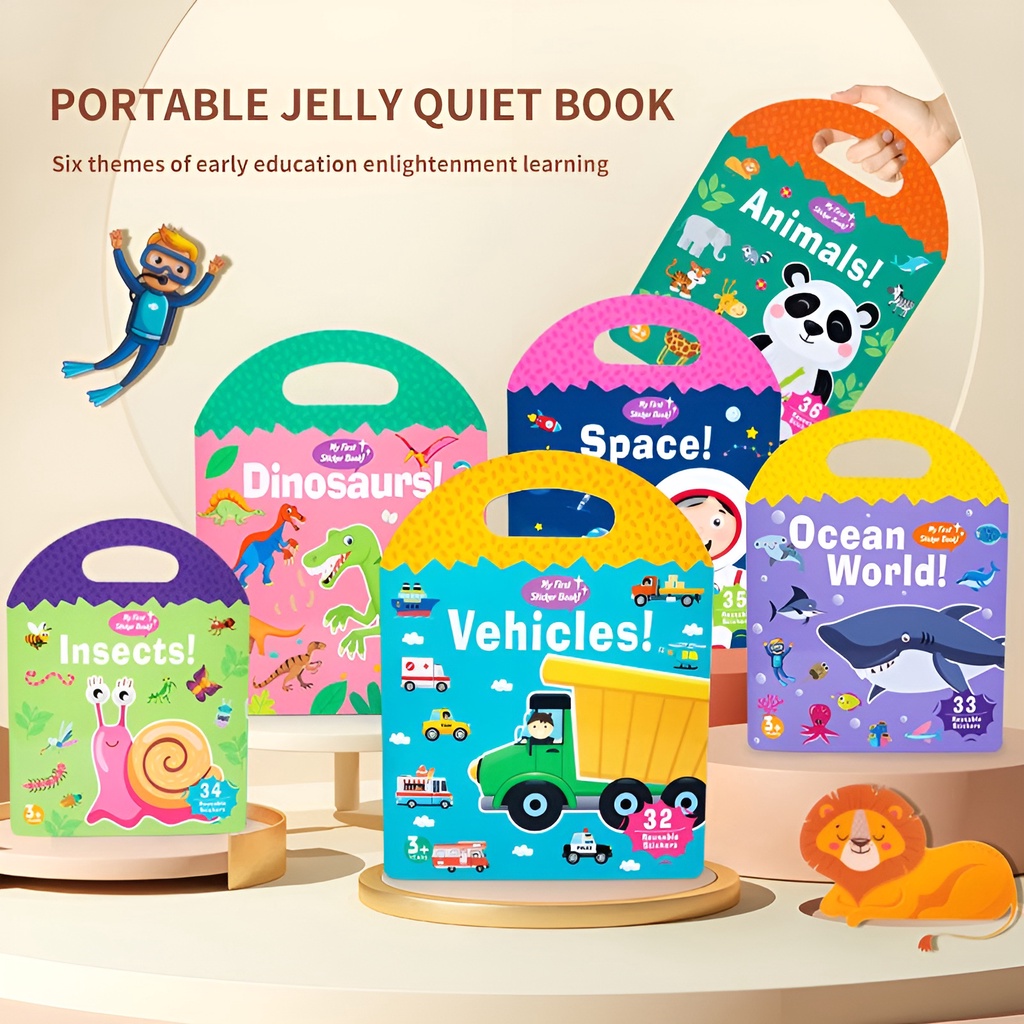 Jelly Quiet Book Diy Stickers | Mainan Buku Stiker Anak Edukasi | Kado Ulang Tahun Anak Cewek | Mainan Edukasi Anak 3-4-5-6 Tahun Cowok