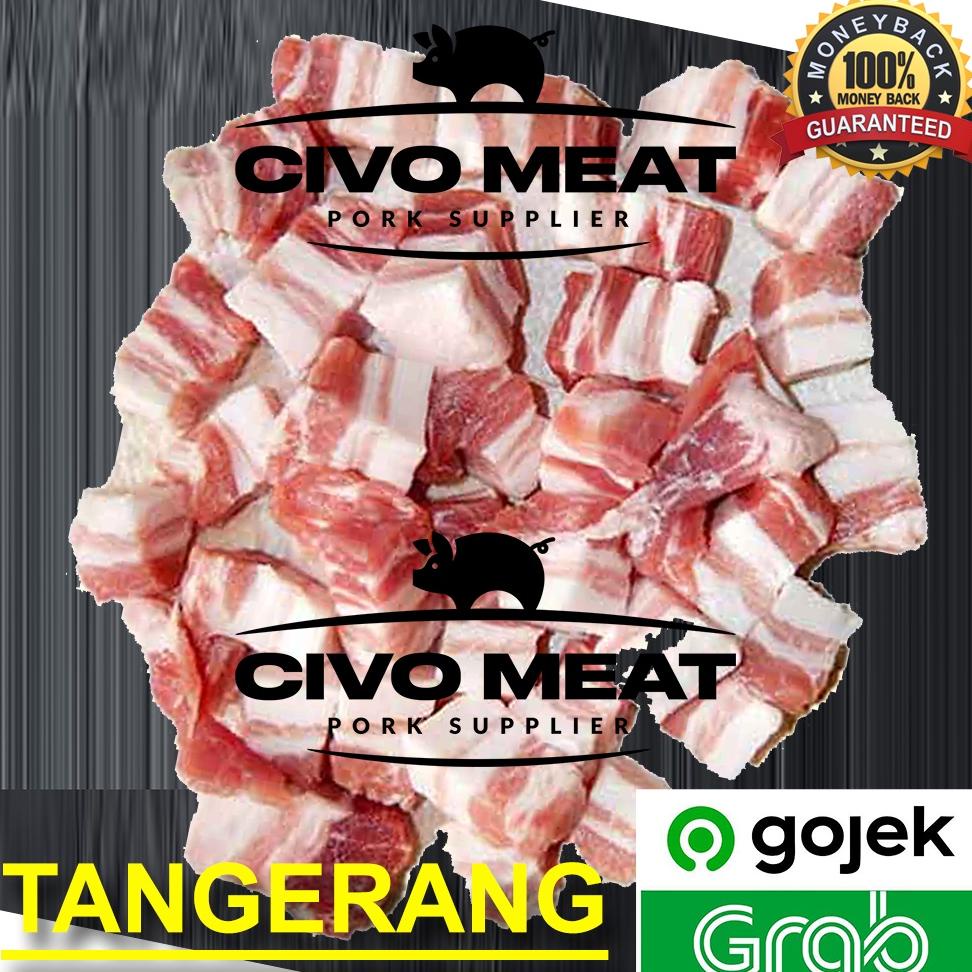 

[BAYAR DITEMPAT] Daging Babi Samcan Pork Belly Potong Dadu / Babi Kecap 500gr