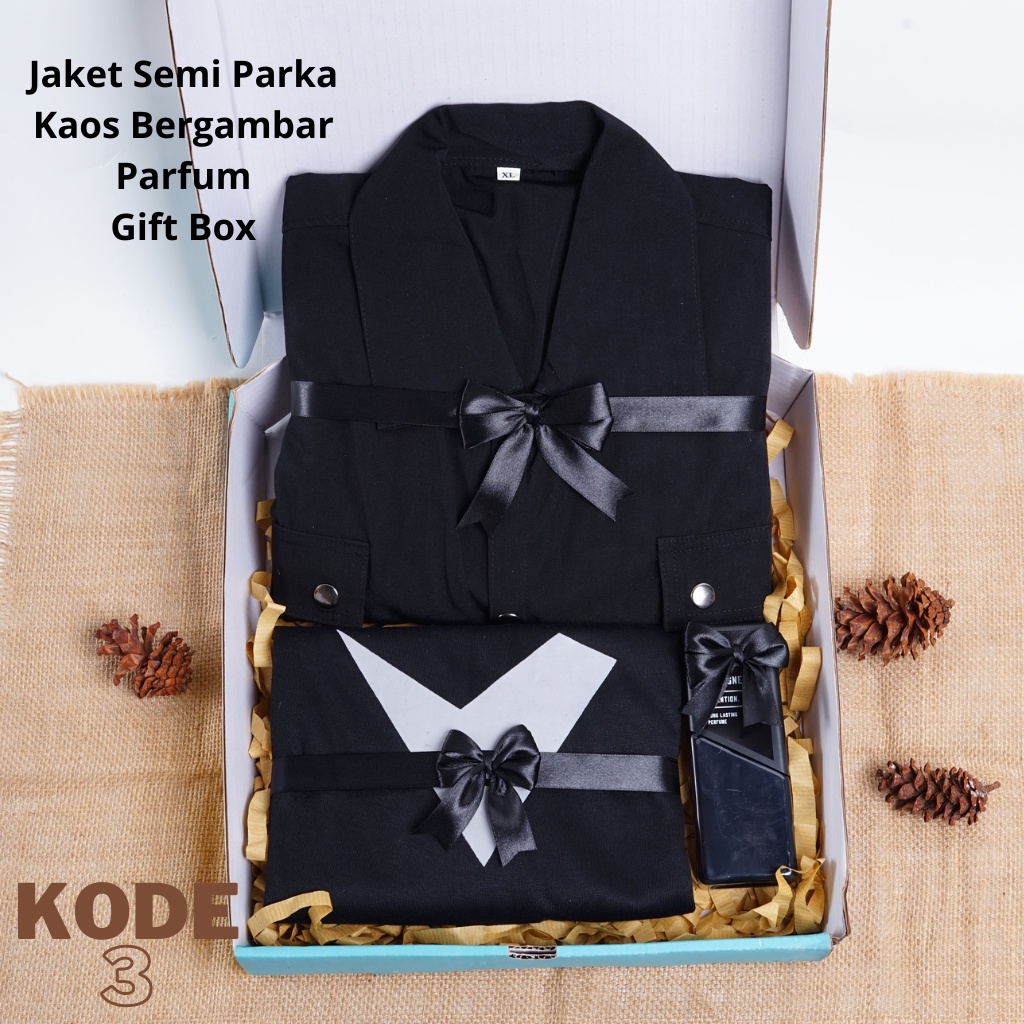 Hampers Kado Cowok Isi Kemeja Parka Pria Hadiah Ulang Tahun/ Wisuda/ Anniversary