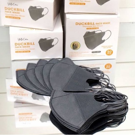 (UMU SUPPLIER) MASKER DUCKBILL HITAM PUTIH ABU DEWASA ISI 50 PCS PREMIUM QUALITY