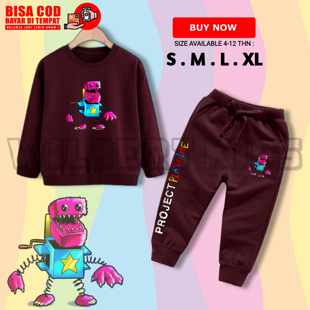 SETELAN ANAK MONSTER BOXY BOO PROJECT PLAYTIME / SWEATER & JOGGER ANAK MONSTER BOXY BOO PROJECT PLAY