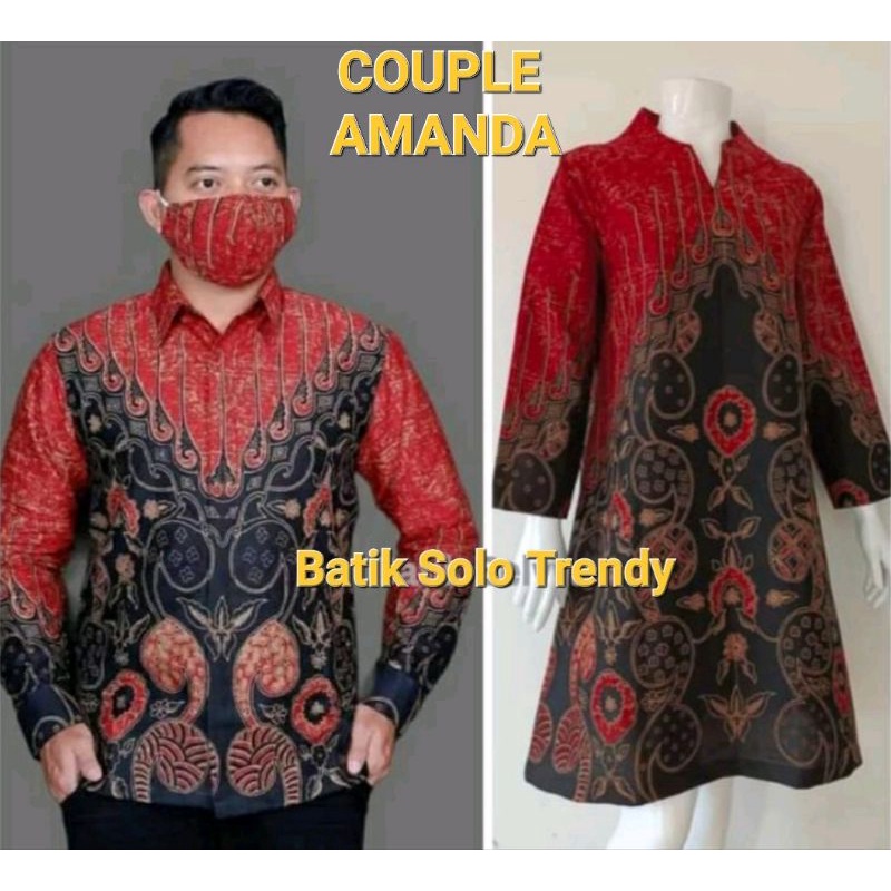 COUPLE AMANDA BATIK KEMEJA / DRESS TUNIK KAIN HALUS LAPIS FURING HARGA MURAH