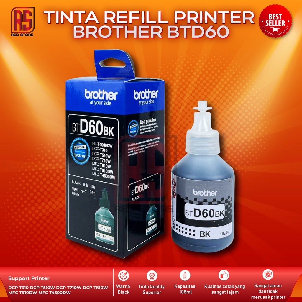 Tinta Brother BTD60 Black For Printer DCP T310 T510W T710W T810W