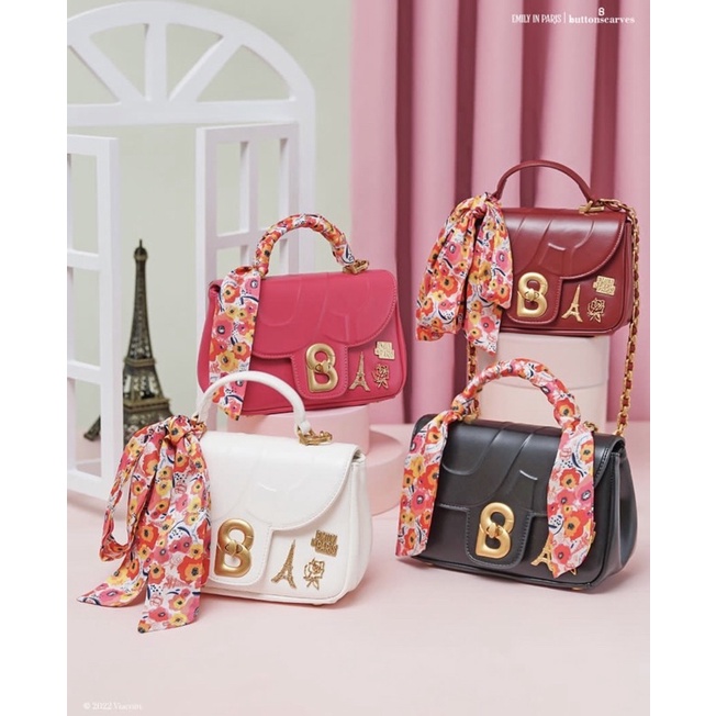 [READY SIAP KIRIM] Buttonscarves Emily Alma Flap Bag Small Noir, Yura Denim Bag Blue Washed Blue Dus