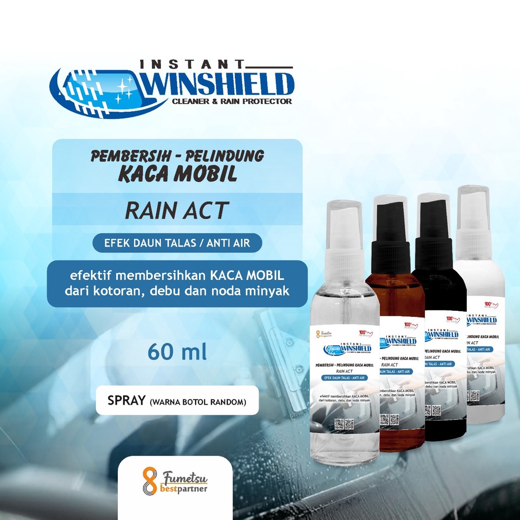 Pembersih Kaca Mobil Efek Daun Talas Rain Act Anti Air Kemasan 60ml Spray