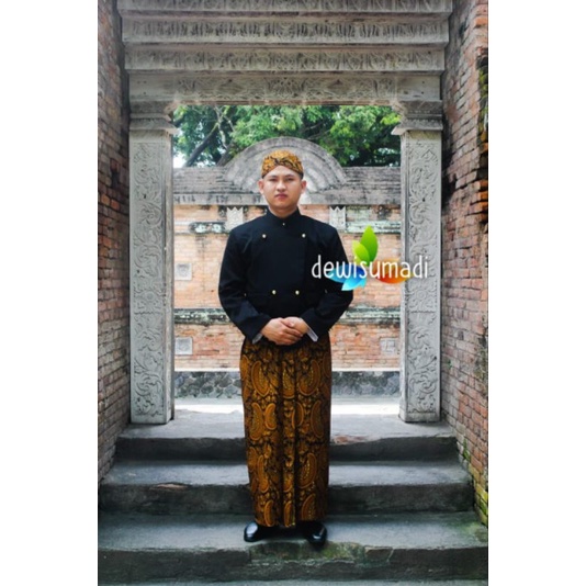 [1Set] Beskap Solo Hitam + Jarik Instan +Blangkon