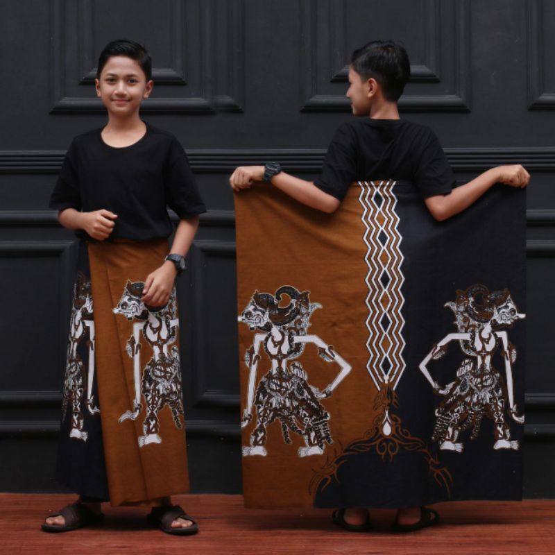 sarung batik anak motif gambar wayang Gatotkaca untuk anak  umur 7/12 sarung wayang