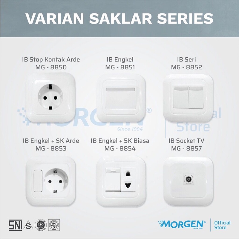 Morgen IB M Series  Saklar Engkel / Seri / StopKontak / Engkel Stop Arde / Engkel Stop Biasa /SNI