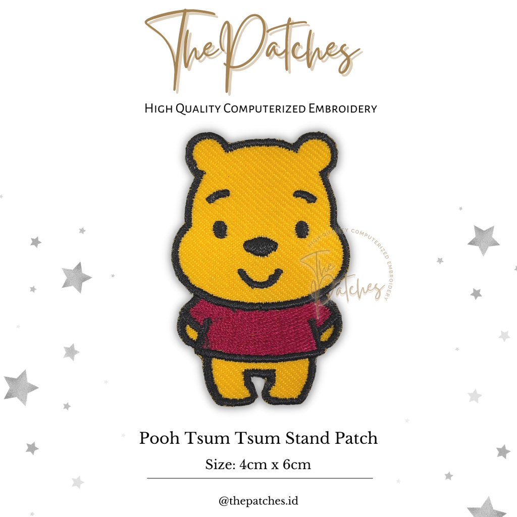 Pooh Tsum Disney Patch 4cmx6cm Iron and Sew Patch Bordir Tempel Emblem TSUMTSUM Embroidery Patch Kua
