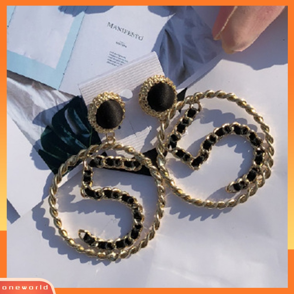 [WONE] Fashion Wanita Nomor5 Pita Mutiara Imitasi Lingkaran Besar Statement Stud Earrings