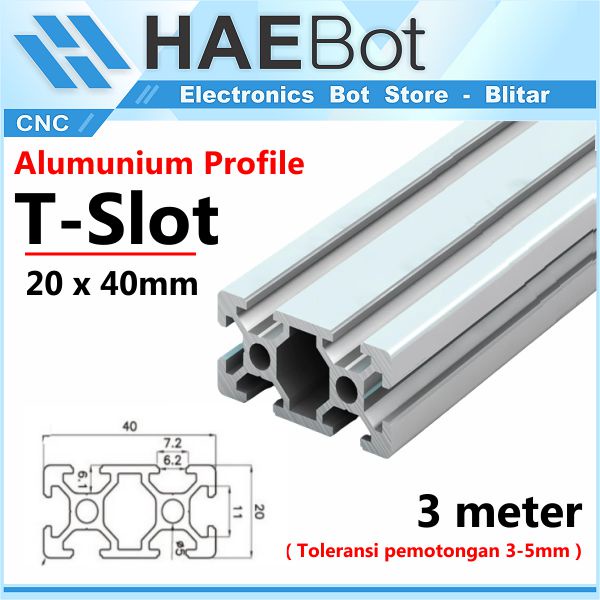 [HAEBOT] Aluminium Profile T Slot 2040 AP2040 Alumunium Profil CNC 3 Meter Frame 20x40 Extrusion Mini Kerangka Mekanik Series 20mm x 40mm 3D Printer