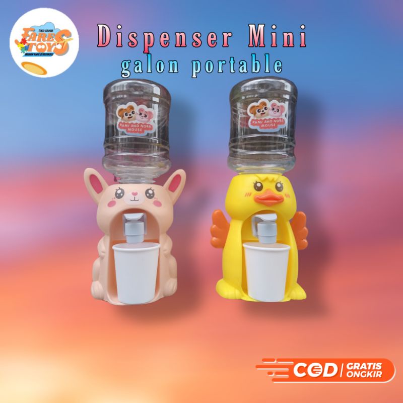 Dispenser Mini Galon Portable Anak Air Minum Karakter Bebek Dan Kelinci