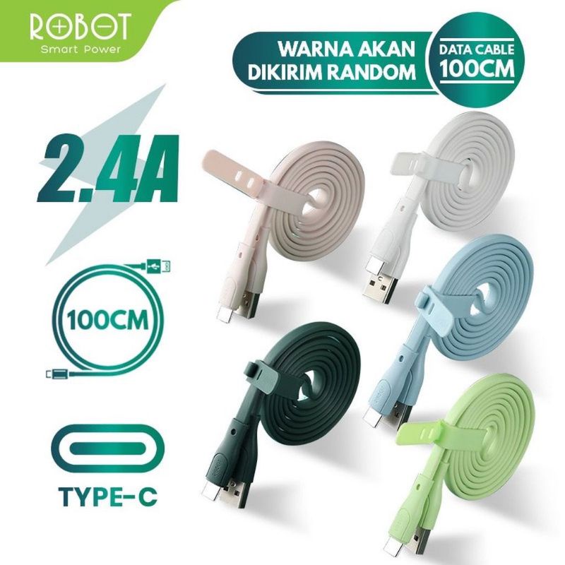 1 TOPLES ISI 20PCS - ROBOT RGC100 KABEL DATA TIPE-C 2.4A 100CM