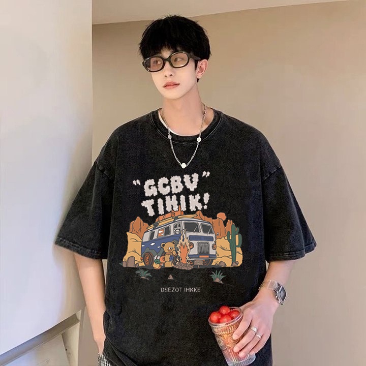 RDGF official shop Kaos Washed Pria Baru 2023  kemeja leher bulat kaos murah  kaos kekinian Kaos pria baju kaos oversize kaos t shirt oversize PRIA &amp; WANITA (UNISEX)