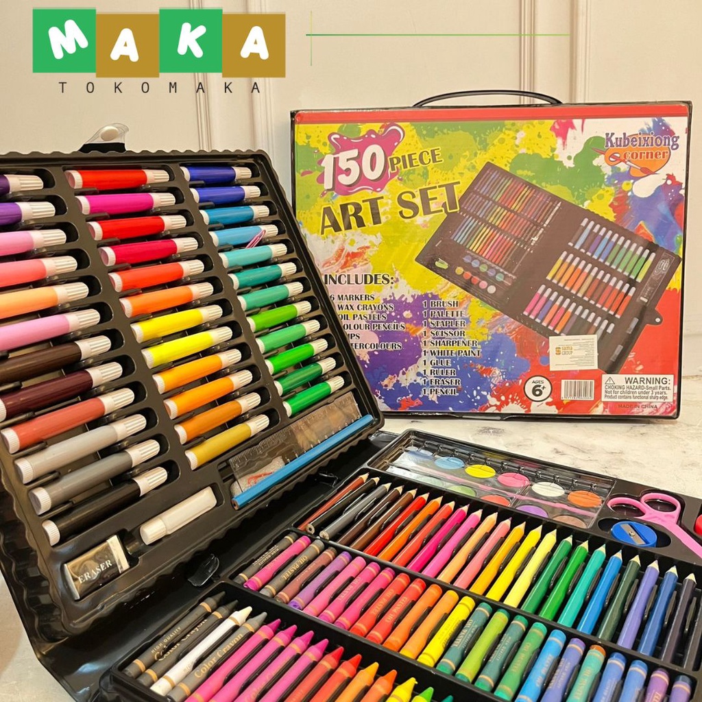 

paket krayon pensil warna spidol dan cat air paket pensil warna crayon 150 in 1 perlengkapan menggambara perlatan mewarnai atk perlengkapan sekolah