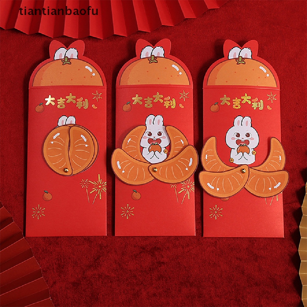 [tiantianbaofu] 6pcs /set 2023tahun Kelinci Amplop Merah Dekorasi Imlek2023Hongbao Boutique