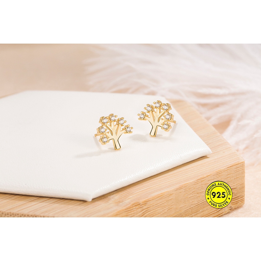 Christmas Series Anting Tusuk Micro Hias Berlian Pohon Harapan Untuk Wanita Ornamen Natal U1187