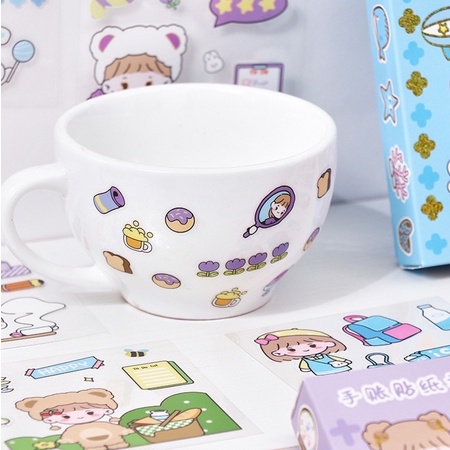 UG 100 Lembar Stiker Motif Kartun Korea Lucu Anti Air Dekorasi Handbook Scrapbook DIY-5