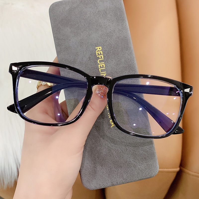 (YUZHU) Kacamata Komputer Anti Cahaya Biru Vintage Fashion Dua Warna Square Frame Eyeglasses Unisex