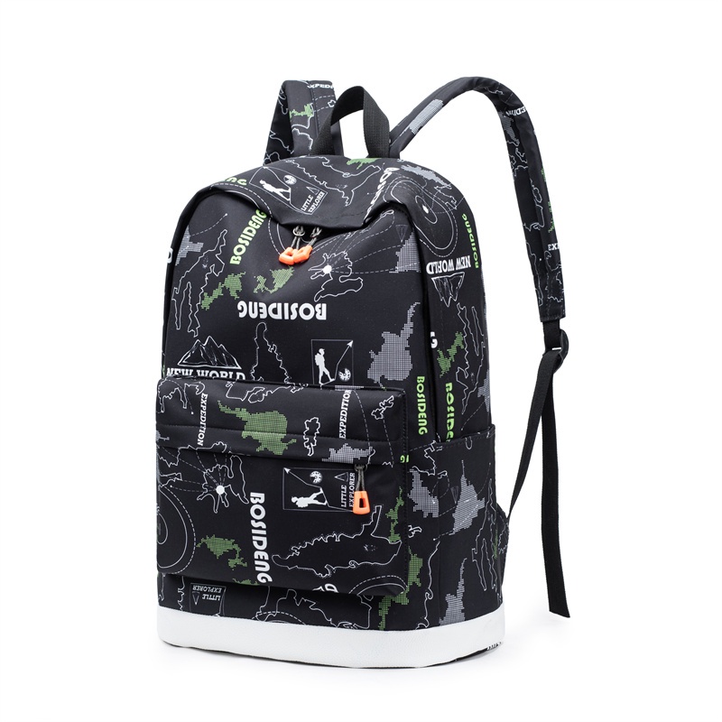 Highland Tas Ransel Pria Tahan Air Casual Tas Punggung Hitam Cowok Sekolah Keren Fashionable Trendy TR810