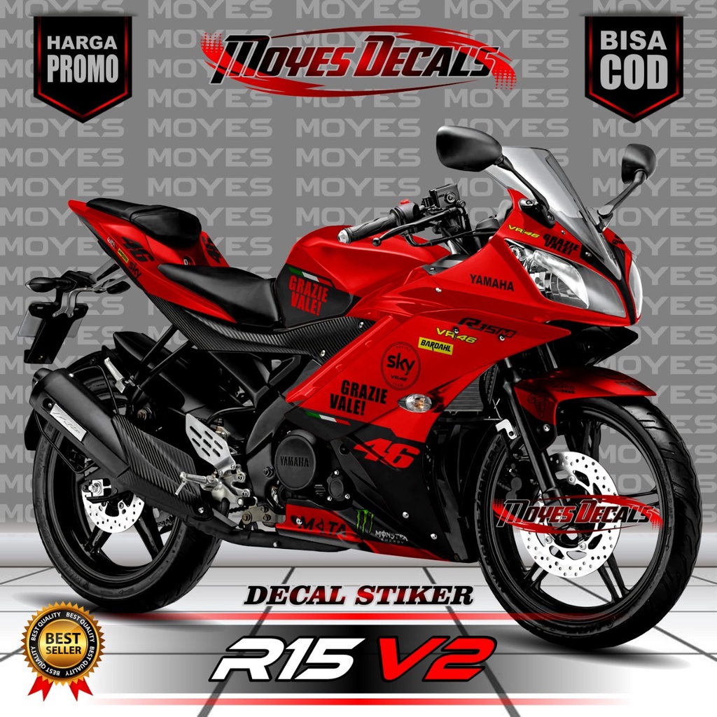Decal Sticker R15 V2 Grazie Vale Fans 46 Warna Merah