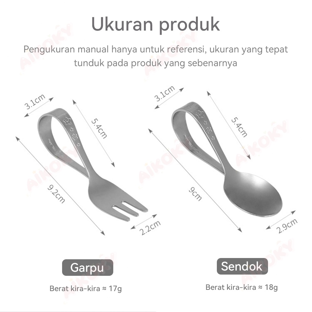 AIKOKY Sendok Makan Anak Training Spoon Stainless Sendok Garpu Anak Set