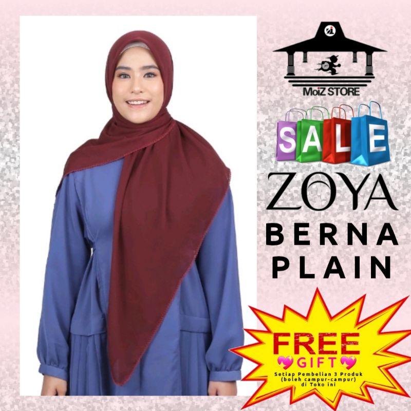 Zoya Jilbab Segiempat Polos Berna Plain Scarf Zoya
