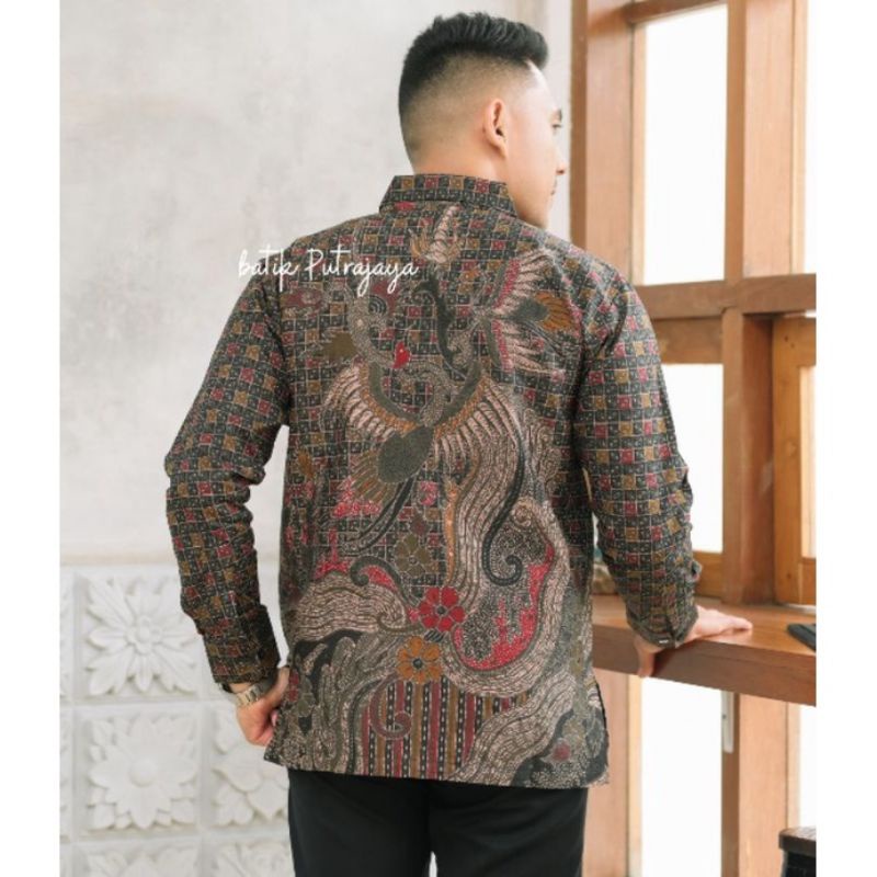 SAMPATI Kemeja Batik Solo Pria Lengan Panjang Furing Modern Katun Sragenan