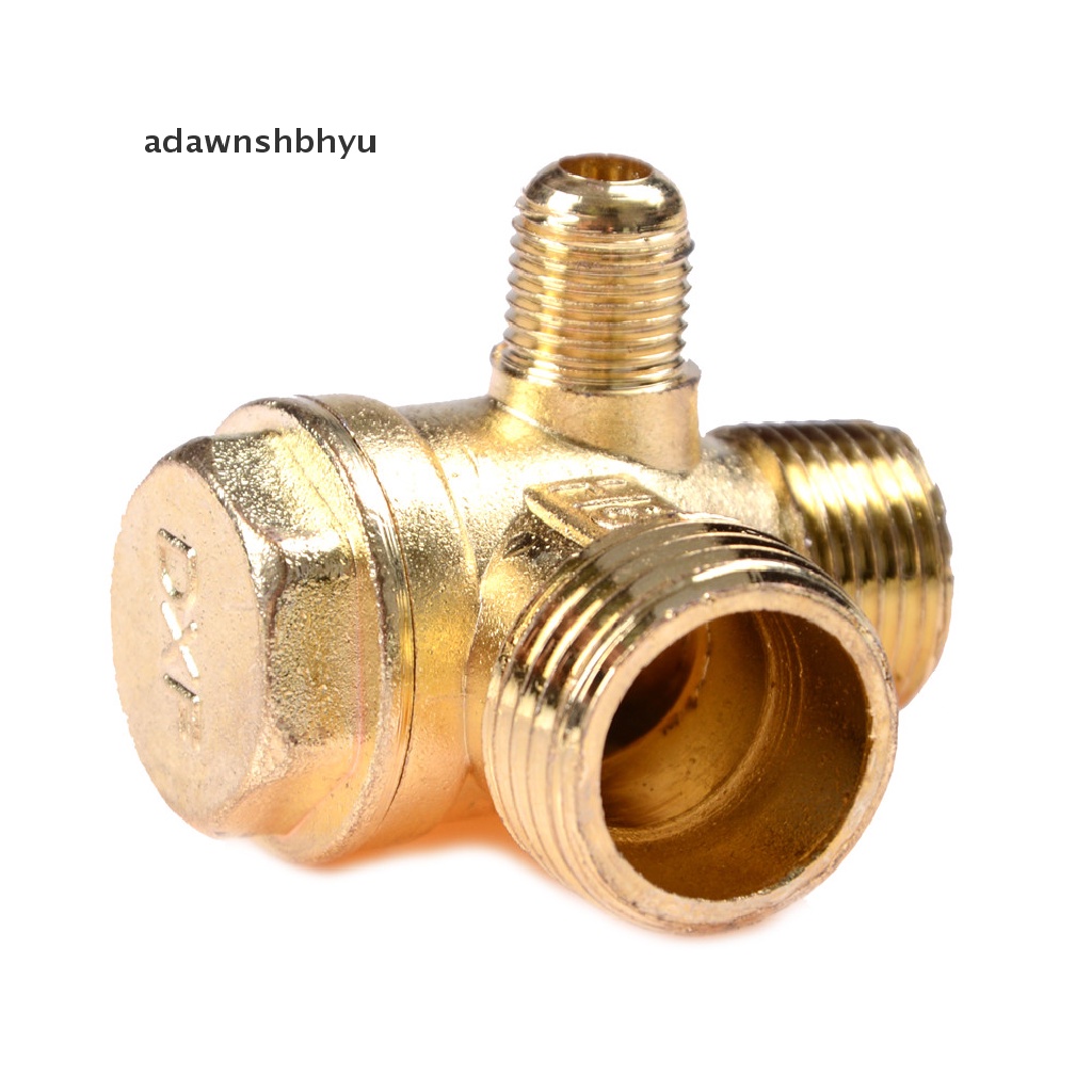 Adawnshbhyu Alat Konektor Check Valve Drat 3-Port Kuningan Male Untuk ID Kompresor Angin