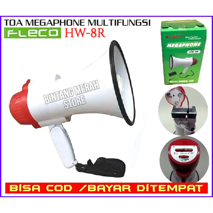 MEGAPHONE/PENGERAS SUARA FLECO HW-8R SPEAKER/MUSIC/RECORDING PLAY - MEGAPHONE TOA KECIL FLECO MULTI 