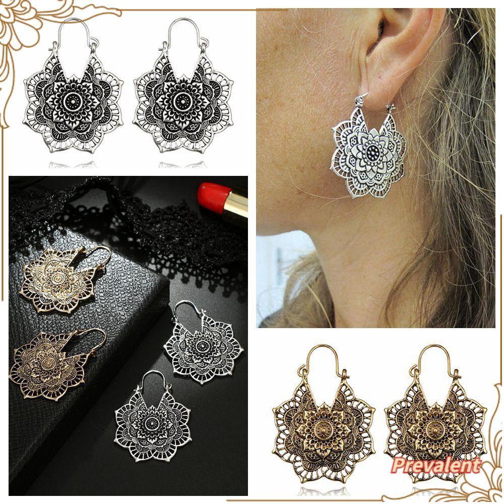 Preva Anting Bunga Fashion Jipsi Boho Mandala Liontin Bunga