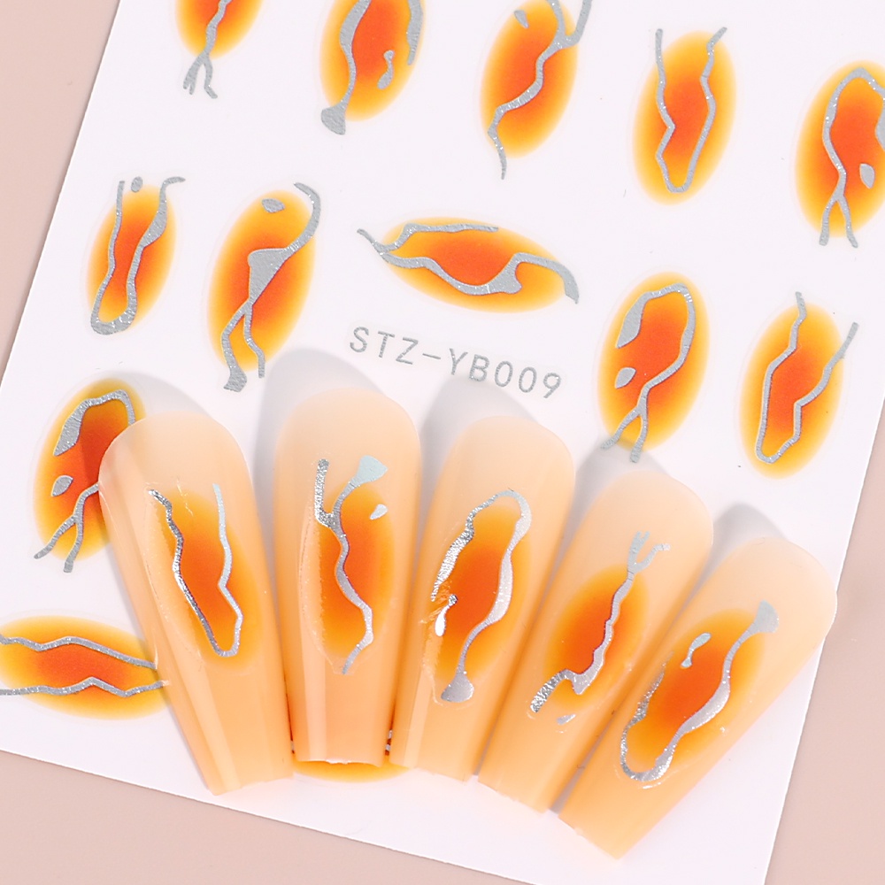 1pcs Emas Marmer Tinta Mekar Abstrak Manicure Stiker 3D Stiker Kuku Garis Sederhana Stiker Kuku DIY Dekorasi Nail Art Untuk Wanita Dan Anak Perempuan