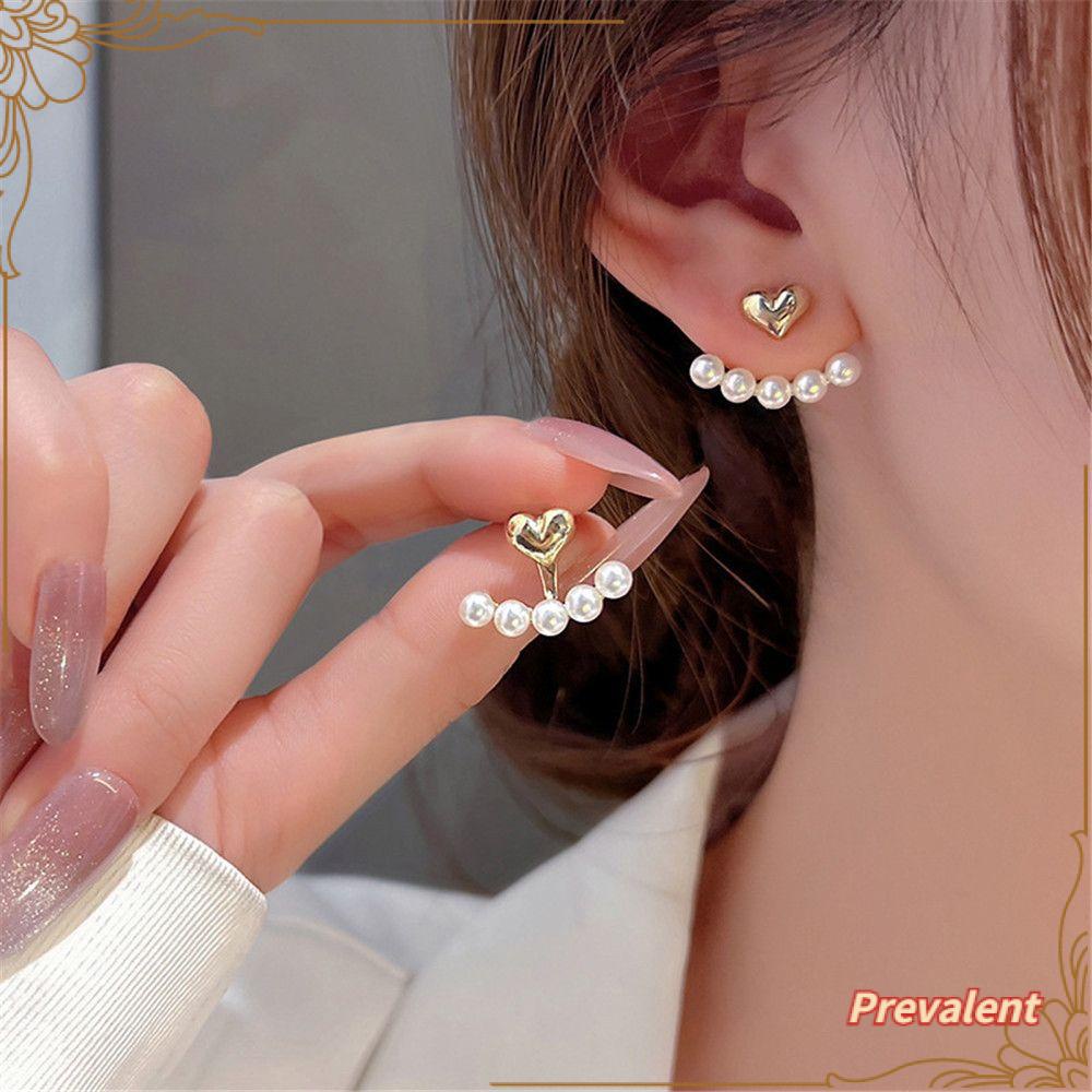 Preva Anting Mutiara Unisex Hadiah Hadiah Indah Emas Berbentuk Hati