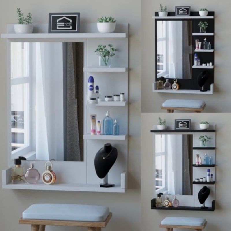 RAK MAKEUP MINIMALIS/GANTUNG / MEJA RIAS GANTUNG / RAK RIAS / MEJA RIAS DINDING / KACA RIAS DINDING 