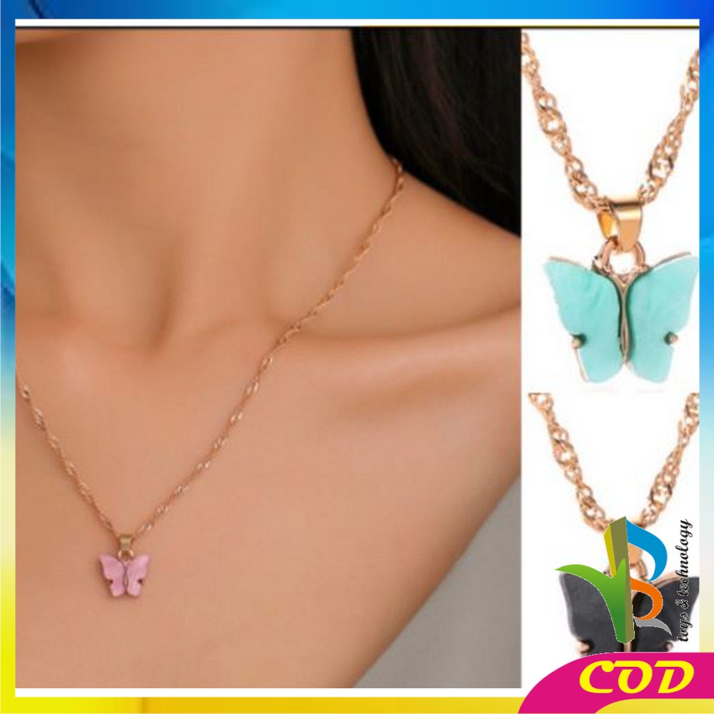 RB-K76 Kalung Kupu Kupu Butterfly Kalung Rantai Akrilik Kupu Kupu Korean Fashion Kalung Rantai Wanita Aesthetic Import Ala Korea