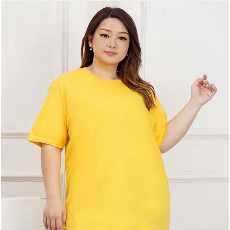 KAOS POLOS JUMBO KUNING MUSTARD XL BIG SIZE POLOS