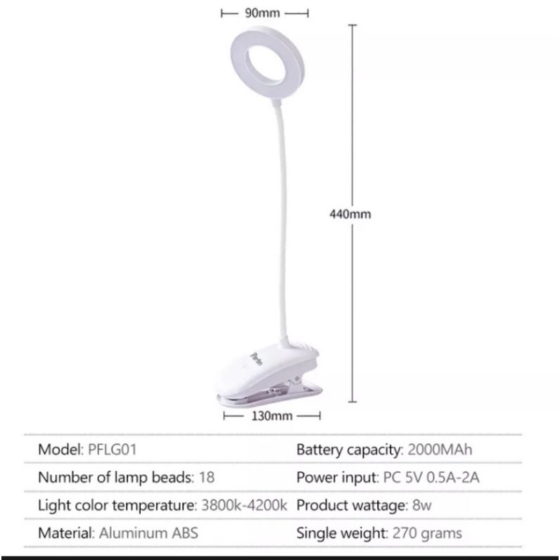 Lampu Belajar Fleksibel Dicas / Lampu Meja Lampu Led