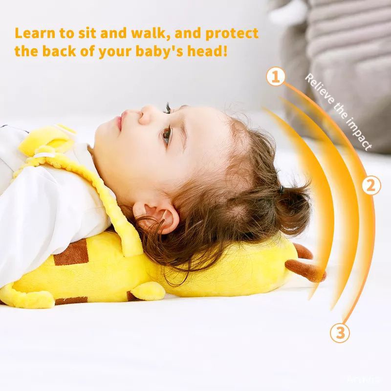 (Free Belt Buffalo Cream) Bantal Pelindung Kepala Bayi Anti Jatuh / Baby Head Protektor / Head Neck Pillow Pad