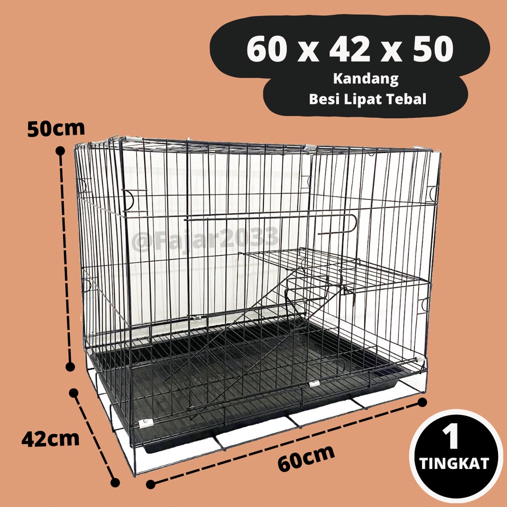 KANDANG BESI LIPAT TINGKAT UKURAN 60X40X50 / KANDANG KUCING / KANDANG ANJING / KANDANG KELINCI