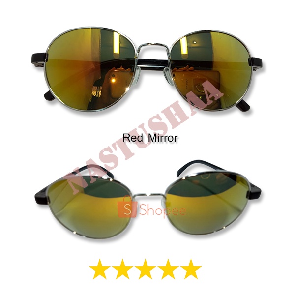 Kacamata Hitam Frame Metal Bentuk Oval Lensa Cermin Untuk Pria Wanita Kacamata Fashion Gaya Unisex NOCASE