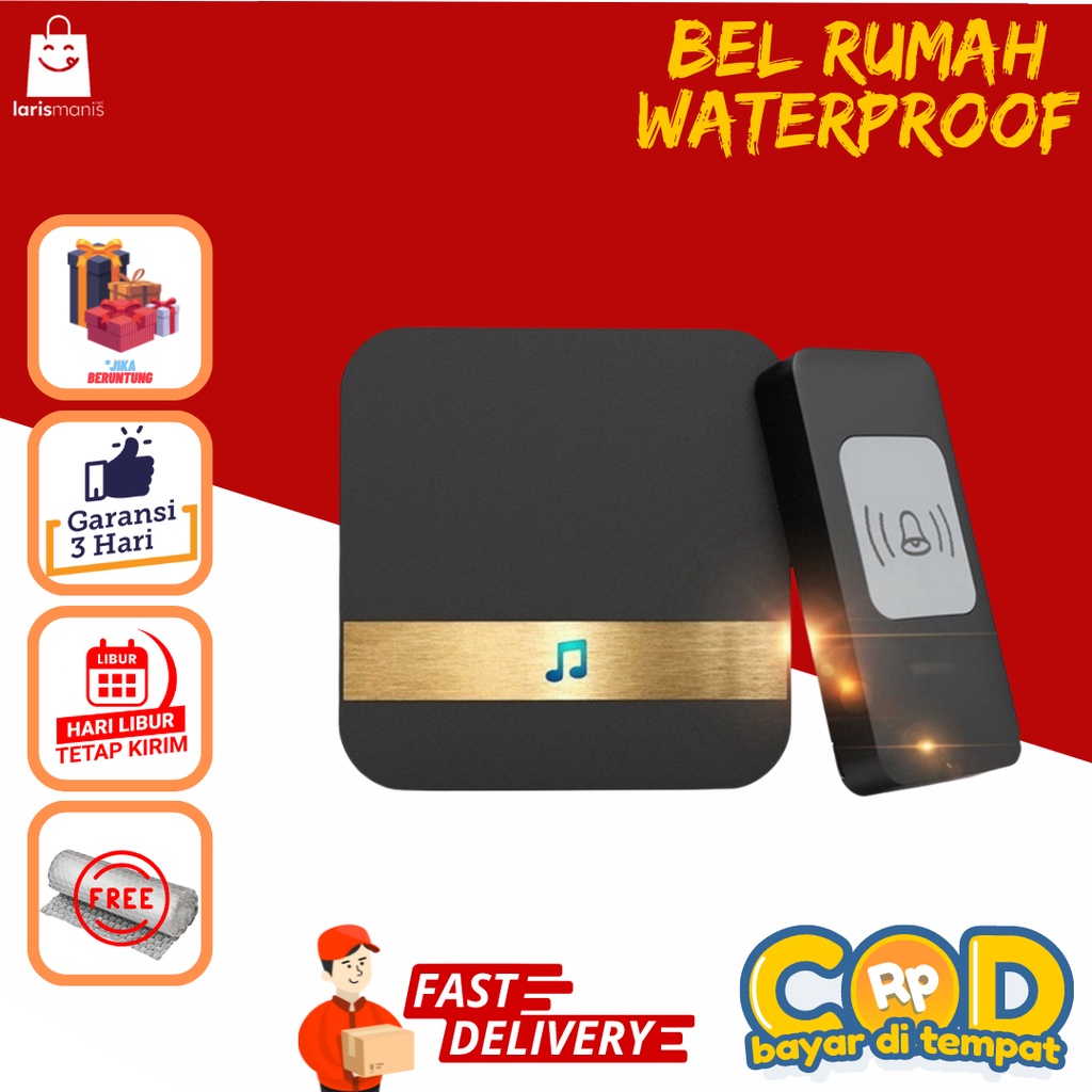 Bell Pintu Wireless 52 Nada Bel Rumah Waterproof 1 Receiver 433Mhz Bel Rumah Tanpa Kabel Wireless Listrik Jarak Jauh Tanpa Listrik Tahan Air