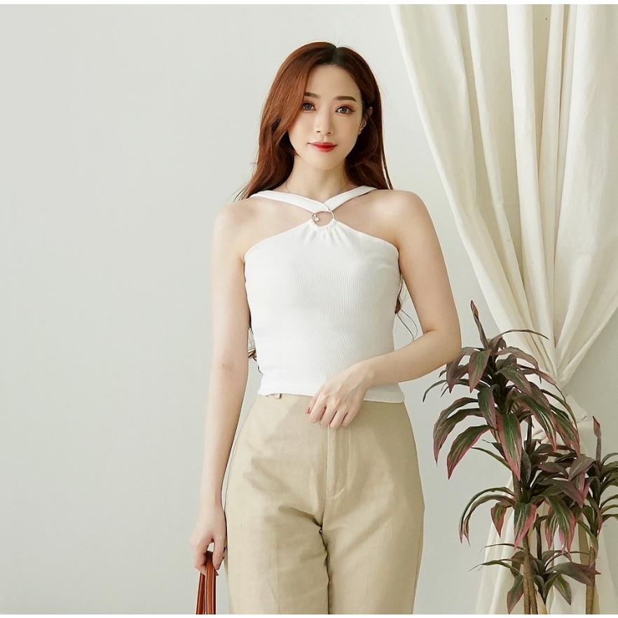 CAVALU Tanktop Silang Korea Rajut Knit Tank Crop Top 225