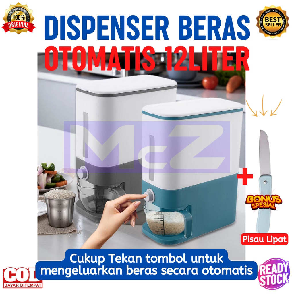 Dispenser Beras OTOMATIS 12liter Bonus Pisau Lipat