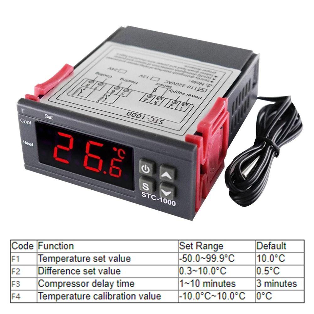 POPULAR Populer Termostat Digital Profesional 12V 24V 220V 10A Pemanas Pendingin Thermoregulator Relay