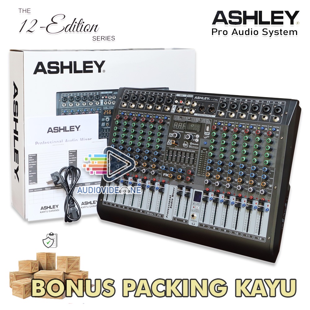 Mixer Ashley 12 Edition Mikser Audio 12 Chanel 4 EQ Tone Control 256 Dsp Original Bonus Packing Kayu