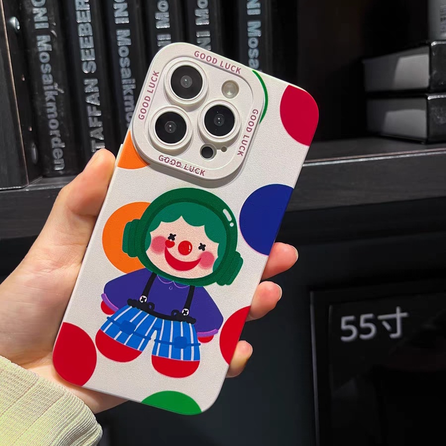 IPHONE Ins Motif Badut Cocok Untuk Iphone14 14pro 14Plus 14prm Iphone13 13pro 13prm Iphone11 7Plus 8Plus Xr XS 12 Pro Max Empat Sudut Casing Ponsel Tahan Guncangan