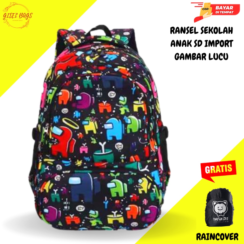 Tas sekolah anak laki laki sd,smp,remaja waterproof motif kartun dino kualitas premium dan kuat