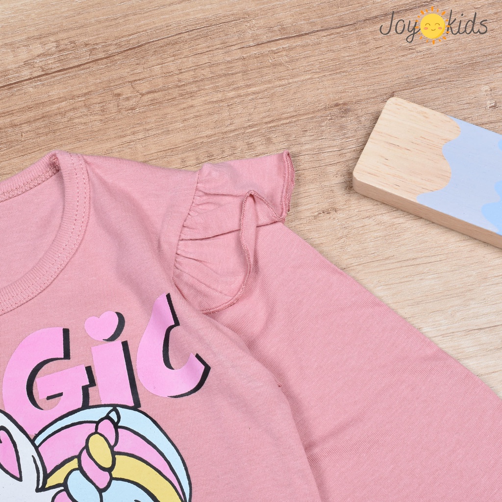 Joy Kids Kaos Atasan Anak Perempuan Lengan Panjang Ruffle Premium Unicorn 1-12 Tahun