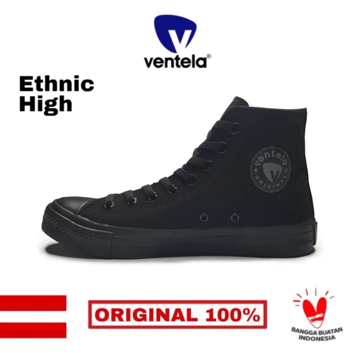 SEPATU SEKOLAH VENTELA ETHNIC HITAM POLOS ( PENDEK DAN TINGGI ) (100% ORIGINAL MERK VENTELA)