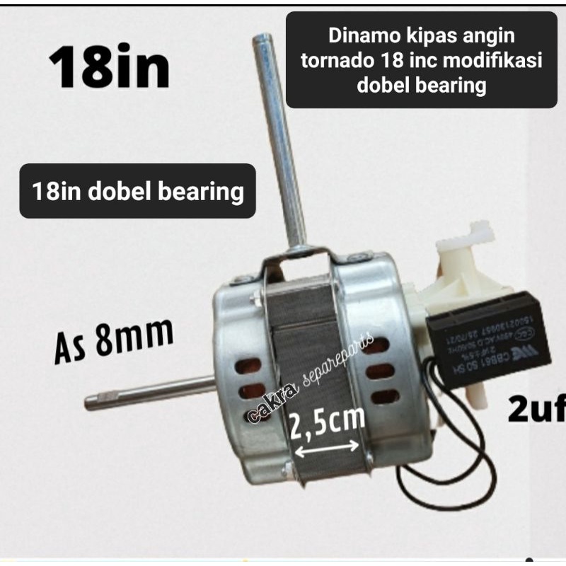 Dinamo kipas angin baling baling besi 18 inc modifikasi dobel bearing